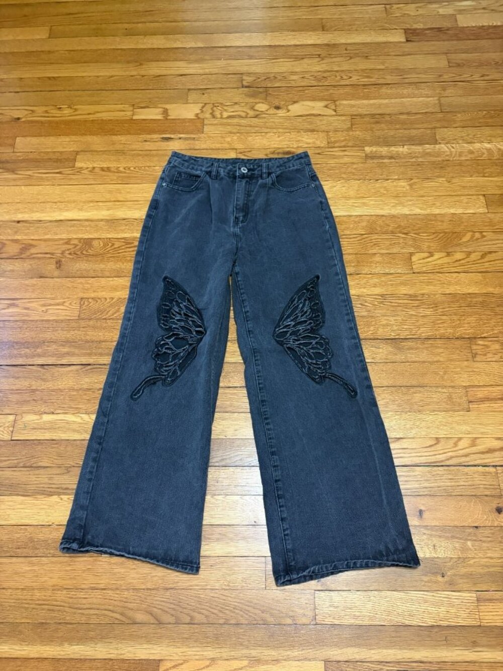 Cider Jeans Women's Size Medium Black Denim Boho Butterfly Cutout High Rise